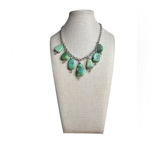 925 Turquoise  and Peridot Necklace 17’